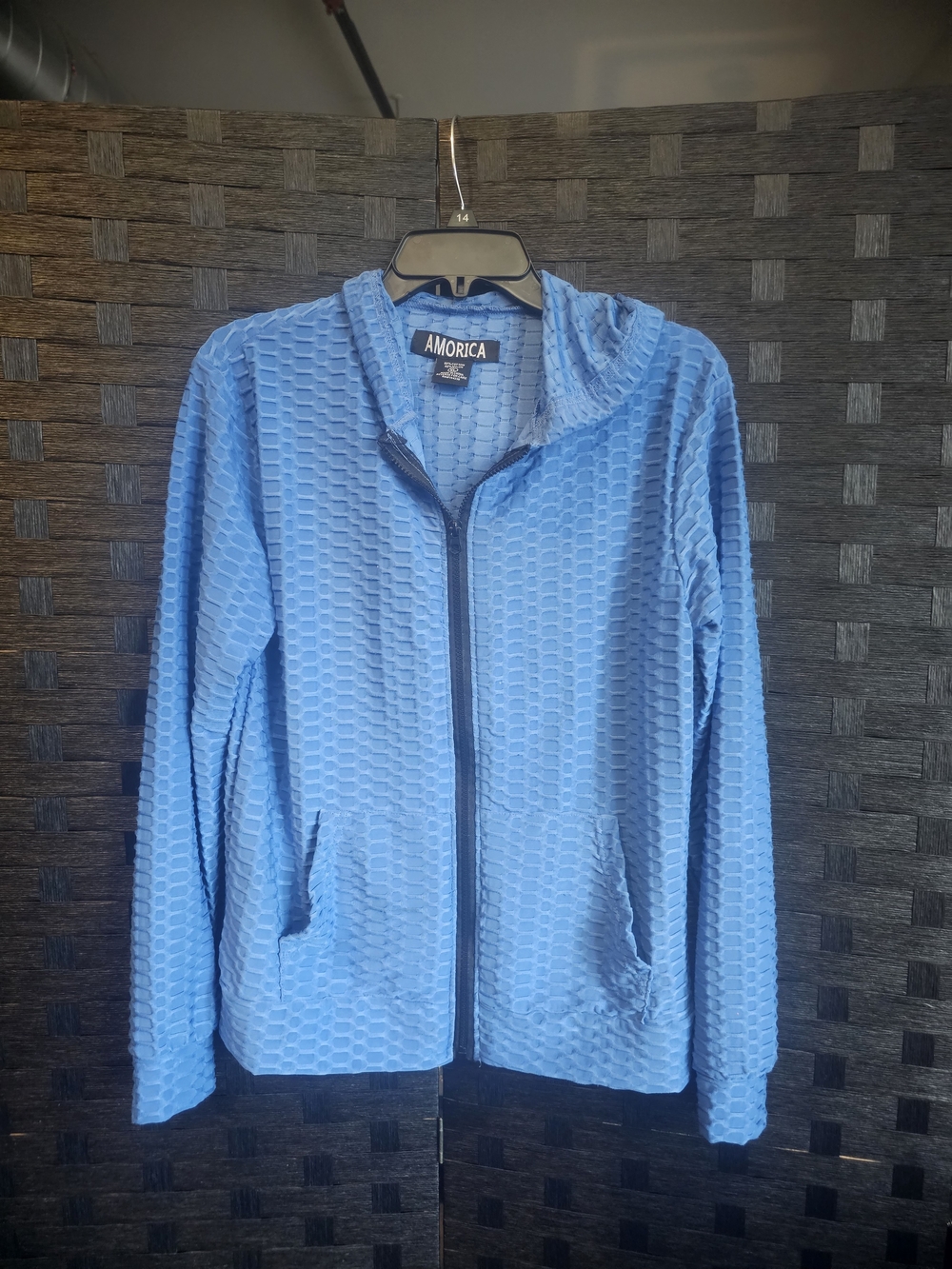 Amorica Women’s XL Blue Textured 2-Piece Hooded Jacket & Pants Set